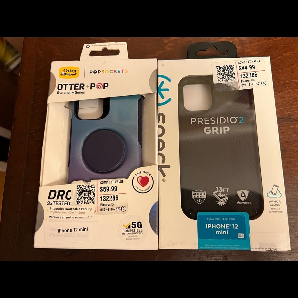 Two phone cases for iPhone 12 mini from OTTERBOX, SPECK  75% Off!